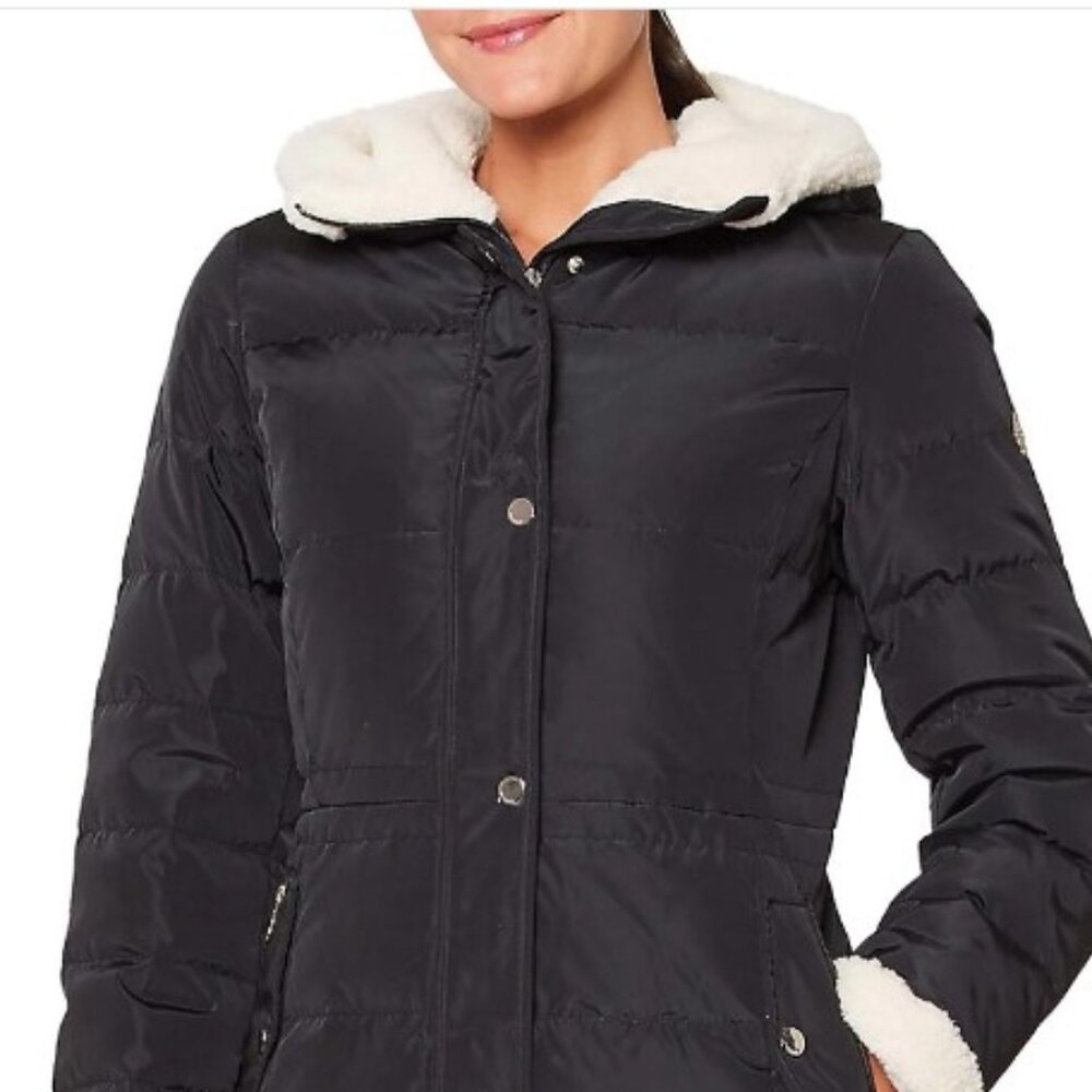 Kate Spade New York - Walker Faux Fur Hooded Puffer Jacket, BLACK, XXL